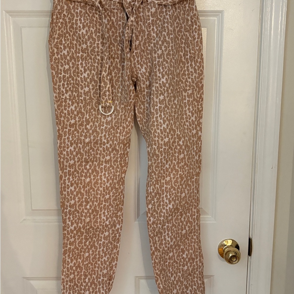 Anthropologie Tan Leopard Print Joggers